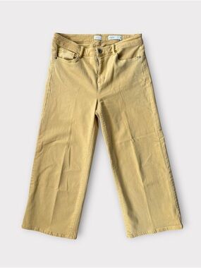 J. Jill Denim Women's 8 Petite Butter Yellow Denim High Rise Wide Leg Crop